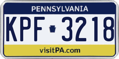 PA license plate KPF3218