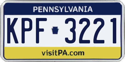 PA license plate KPF3221