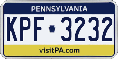 PA license plate KPF3232