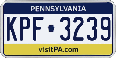 PA license plate KPF3239