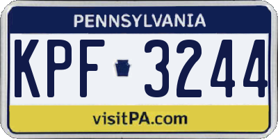 PA license plate KPF3244