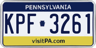 PA license plate KPF3261