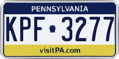 PA license plate KPF3277