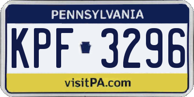 PA license plate KPF3296