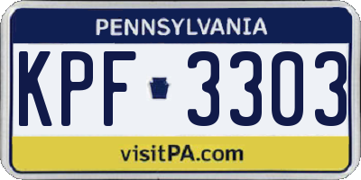 PA license plate KPF3303