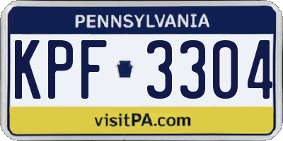 PA license plate KPF3304