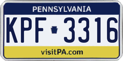 PA license plate KPF3316