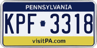 PA license plate KPF3318
