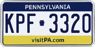 PA license plate KPF3320