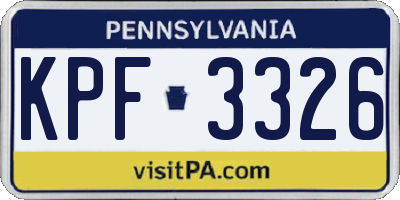 PA license plate KPF3326