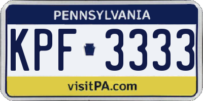 PA license plate KPF3333