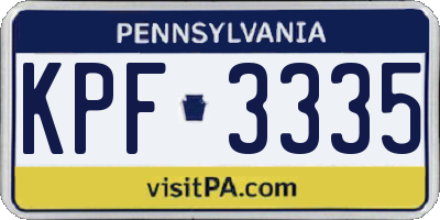 PA license plate KPF3335