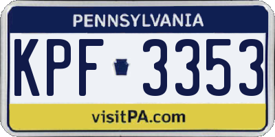 PA license plate KPF3353