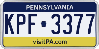 PA license plate KPF3377