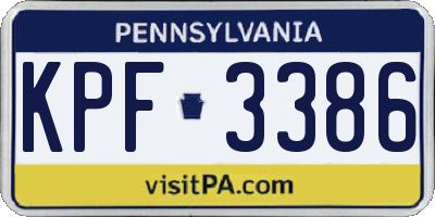 PA license plate KPF3386