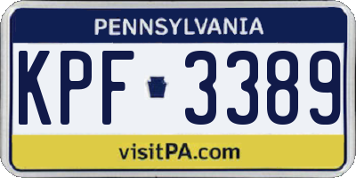 PA license plate KPF3389