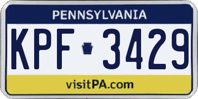 PA license plate KPF3429