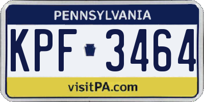 PA license plate KPF3464