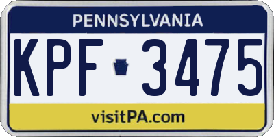 PA license plate KPF3475