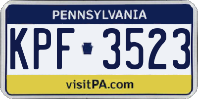 PA license plate KPF3523