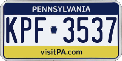 PA license plate KPF3537