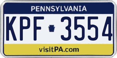 PA license plate KPF3554