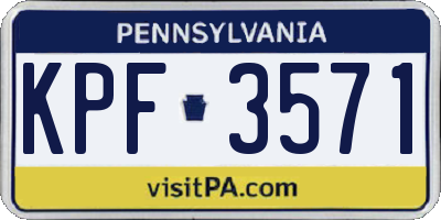 PA license plate KPF3571
