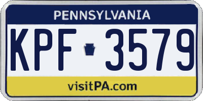 PA license plate KPF3579