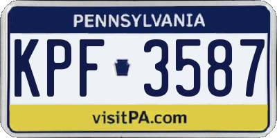 PA license plate KPF3587