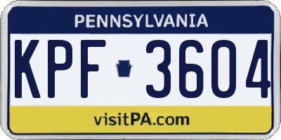 PA license plate KPF3604
