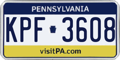 PA license plate KPF3608
