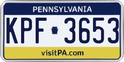 PA license plate KPF3653