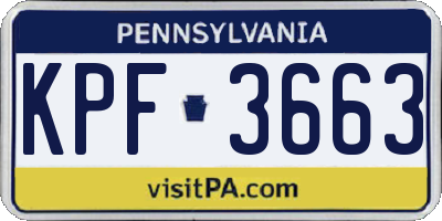 PA license plate KPF3663
