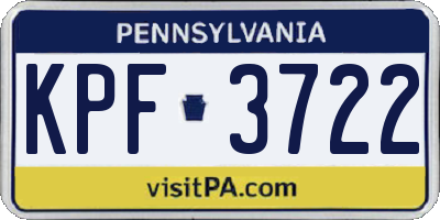 PA license plate KPF3722