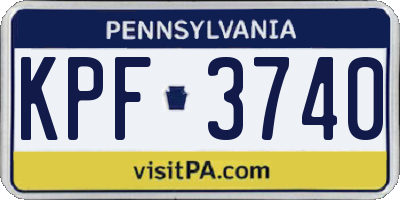 PA license plate KPF3740