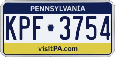PA license plate KPF3754