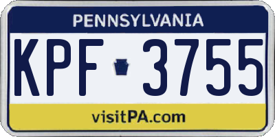PA license plate KPF3755