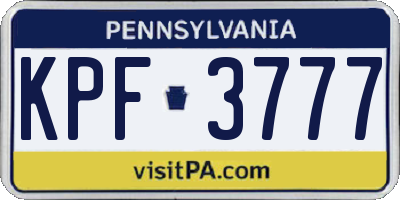 PA license plate KPF3777