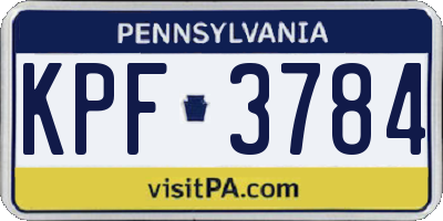 PA license plate KPF3784
