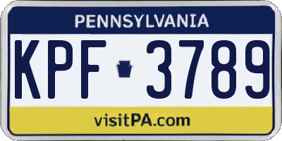 PA license plate KPF3789