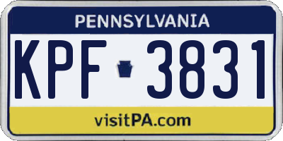 PA license plate KPF3831
