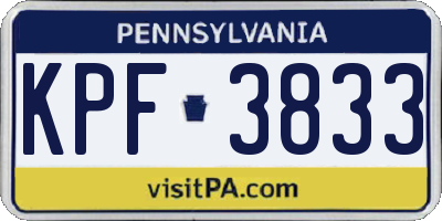 PA license plate KPF3833