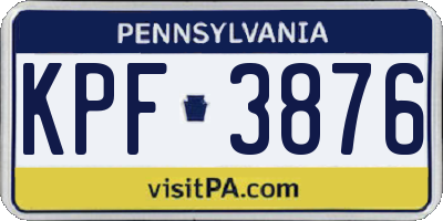 PA license plate KPF3876