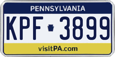 PA license plate KPF3899