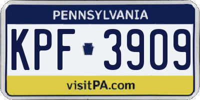 PA license plate KPF3909