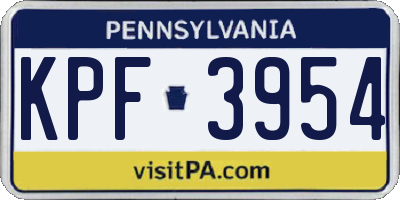 PA license plate KPF3954