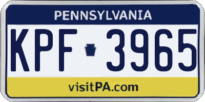 PA license plate KPF3965