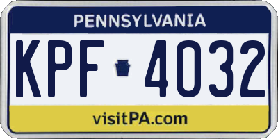 PA license plate KPF4032
