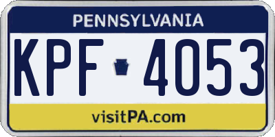PA license plate KPF4053