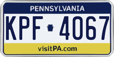 PA license plate KPF4067